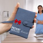 Personalized Medical Bow Stethoscope PU Leather Tri-folded Wristlet Wallet with Name and Card Holder Appreciation Gift for Nurse Doctor Medical Staff