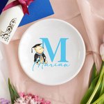 Personalized Classic Winnie the Pooh Bachelor Hat Ceramic Trinket Jewelry Dish with Name Birthday Graduation Celebration Gift for Graduates Classmates