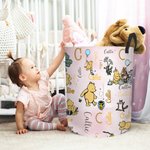 Personalized Classic Winnie the Pooh Waterproof Collapsible Laundry Storage Basket with Name and Handle Birthday Holiday Gift for Kids