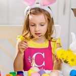 Personalized Bunny Name Adjustable Kid Apron Chef Hat Set with Initial Easter Gift for Boys Girls