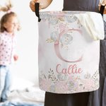 Personalisierte wasserdichte große Kapazität Blume anfängliche Name Wäsche Lagerung Korb mit Griff Geburtstag Housewarming Geschenk für Kinder Familie