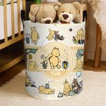 Personalized Classic Winnie the Pooh Collapsible Waterproof Laundry Storage Basket with Name and Handle Birthday Gift for Boys Girls