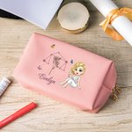 Personlig Cartoon Graduate Horoscope Birth Flower Läder Kosmetisk väska med namn Graduation Födelsedagspresent för vänner Flickor