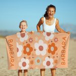 Personalisiertes Sommerblumen Kokosnuss Karomuster Strandtuch mit Namen Schnell Trocknend Reise Zubehör Geburtstag Geschenk für Kinder Familie Freunde