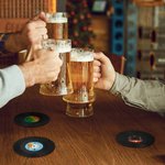 Personalized Set of 2 Classic Vinyl Record Design Coaster with Photo Home Decor Birthday Gift for Vinyl Lovers