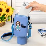 Personalisierte Cartoon medizinischen Charakter Name Wasserflasche Tragetasche mit abnehmbaren Beutel und verstellbaren Riemen Anerkennung Geschenk für Krankenschwester Arzt
