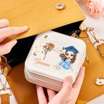 Personalized Cartoon Graduate Horoscope Birth Flower Jewellery Box with Name Graduation Birthday Gift for Women