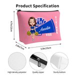 Personalized Cartoon Cheerleader Horn Pom-poms Makeup Bag with Name and Date Graduation Team Sports Gift for Women Girls