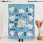Gepersonaliseerde Schattige Maan Ster Olifanten Zachte Deken met Meerdere Namen Kamer Decor Eerste Moederdag Baby Shower Gift voor Baby Jongens Meisjes