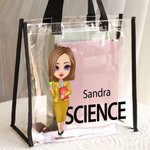 Personalized Cartoon Teacher Waterproof Large Clear Tote Bag with Name and Subject Birthday Appreciation Back to School Gift for Teacher