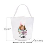 Panier en Toile Personnalisé avec Portrait Photo et Nom Cadeau Anniversaire Fête de Pâques pour Garçons Filles
