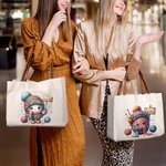 Personalisierte niedlichen Cartoon häkeln Canvas Tote Bag mit Namen Reisen Zubehör Geburtstag Geschenk für Familie Freunde