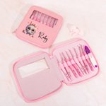 Personalisierte niedlichen Bogen Glas Garn Ball Ergonomische 8Pcs Häkelhaken Set mit Namen und Schere Aufbewahrungsbox Geburtstagsgeschenk für Crochet Lovers