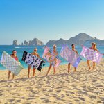 Personalisiertes Sommerblumen Kokosnuss Karomuster Strandtuch mit Namen Schnell Trocknend Reise Zubehör Geburtstag Geschenk für Kinder Familie Freunde