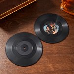 Personalized Set of 2 Classic Vinyl Record Design Coaster with Photo Home Decor Birthday Gift for Vinyl Lovers
