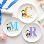 Personalized Classic Winnie the Pooh Bachelor Hat Ceramic Trinket Jewelry Dish with Name Birthday Graduation Celebration Gift for Graduates Classmates