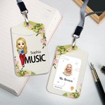 Personalisierte Lehrmittel Blume Cartoon Charakter Leder ID Badge Holder mit Namen und Lanyard Büro zurück zu Schule Lehrer Tag Geschenk für Lehrer