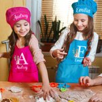 Personalized Bunny Name Adjustable Kid Apron Chef Hat Set with Initial Easter Gift for Boys Girls