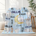 Gepersonaliseerde Schattige Maan Ster Olifanten Zachte Deken met Meerdere Namen Kamer Decor Eerste Moederdag Baby Shower Gift voor Baby Jongens Meisjes
