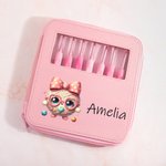 Personalisierte niedlichen Bogen Glas Garn Ball Ergonomische 8Pcs Häkelhaken Set mit Namen und Schere Aufbewahrungsbox Geburtstagsgeschenk für Crochet Lovers