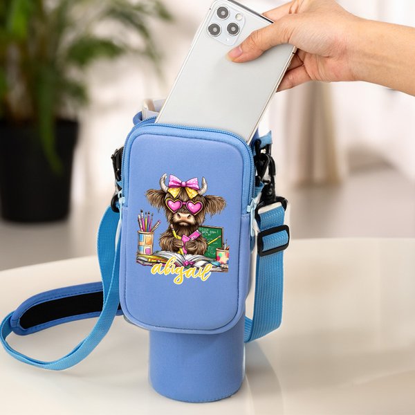 Personlig Vattentät Highland Cow Name Vattenflaska Bärväska Tumbler Tillbehör för 40oz Stanley Födelsedagspresent för vänner familj lärare