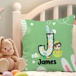 Personalisierte Eierschale Cartoon Charakter Hasenohren anfängliche weiche Wurf Kissenbezug mit Namen Ostern Party Dekor Geburtstag Urlaub Geschenk für Kinder