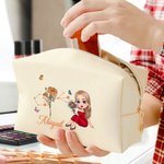 Personlig Cartoon Graduate Horoscope Birth Flower Läder Kosmetisk väska med namn Graduation Födelsedagspresent för vänner Flickor