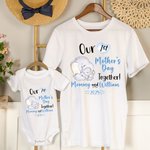 Personalized Cute Elephant Our 1st Mother's Day Together 100% Cotton Adult T-shirt with Names Gift for New Mom
