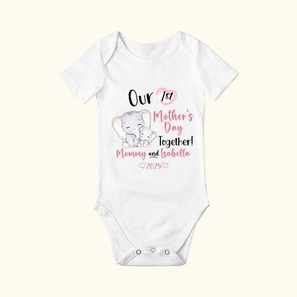 Personalised Our 1st Mother's Day Together 100% Cotton Baby Onesie with Names Gift for New Mom