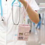 Personalized Medical Bow Stethoscope PU Leather Tri-folded Wristlet Wallet with Name and Card Holder Appreciation Gift for Nurse Doctor Medical Staff