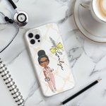 Personalisierte Cartoon Krankenschwester Arzt Bogen Geburt Blume Telefon Fall für iPhone mit Namen Anerkennung Geburtstagsgeschenk für medizinisches Personal