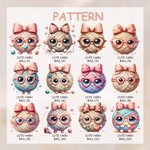 Personalized Cute Bow Cartoon Crochet Pattern Portable Zipper Storage Bag with Name Birthday Crochet Accessories Gift for Knitting Lovers