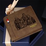 Gepersonaliseerde Leren Portemonnee met Meerdere Kaartgleuven en Gegraveerde 1-12 Namen Vaderdag Verjaardagscadeau voor Papa Opa