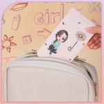 Personalized Cartoon Character Birth Flower Name Makeup Brush Set with LED Mirror Birthday Mother's Day Gift for Women