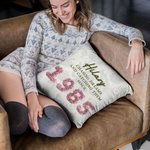 Personalizado 3D Rosas Plumas Suculentas Año de Nacimiento Diseño Suave Funda de Almohada con Nombre y Texto Decoración del Hogar Regalo de Cumpleaños para Amigos Familia