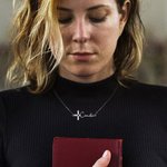 Personalized Dainty Birthstone Cross Necklace with Name Jesus Jewellery Birthday Christian Baptism Gift for Women