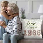 Personalizado 3D Rosas Plumas Suculentas Año de Nacimiento Diseño Suave Funda de Almohada con Nombre y Texto Decoración del Hogar Regalo de Cumpleaños para Amigos Familia