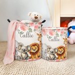 Cesta de la Ropa Personalizada Floral Jirafa Koala Diseño Animal Cesta de la Ropa Grande Impermeable con Nombre Regalo de Cumpleaños para Niños Familia