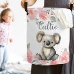 Cesta de la Ropa Personalizada Floral Jirafa Koala Diseño Animal Cesta de la Ropa Grande Impermeable con Nombre Regalo de Cumpleaños para Niños Familia