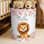 Cesta de la Ropa Personalizada Floral Jirafa Koala Diseño Animal Cesta de la Ropa Grande Impermeable con Nombre Regalo de Cumpleaños para Niños Familia