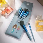 Bolsa de maquillaje con nombre y 8 brochas de maquillaje personalizada con lazo de personajes de dibujos animados regalo de cumpleaños para mujeres personal médico