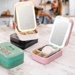 Personalisierte Geburtsjahr Rosen Federn Sukkulenten Design Schmuckkästchen mit einstellbaren LED Make-up Spiegel Reise Essentials Geburtstag Geschenk für Frauen