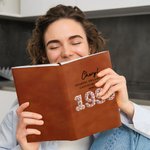 Personalised Birth Year Roses Feathers Succulents Design A5 A6 Leather Lined Notebook with Text Birthday Journal Essentials Gift for Friends Family