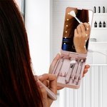 Personalized Cartoon Character Birth Flower Name Makeup Brush Set with LED Mirror Birthday Mother's Day Gift for Women