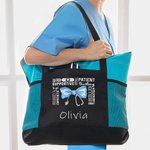Personalisierte Bogen Stethoskop Positive Phrasen Zipper Tote Bag mit Namen und Mesh Pocket Geburtstag Anerkennung Geschenk für Krankenschwester Arzt medizinisches Personal