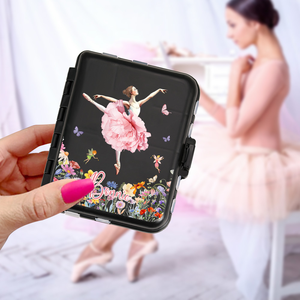 Personnalisé Fleur de naissance Tutu Fée Ballet Girl Bobby Pin Accessoires de cheveux Organisateur avec Nom Anniversaire Team Cadeau pour Ballerina Ballet Lover