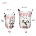 Cesta de la Ropa Personalizada Floral Jirafa Koala Diseño Animal Cesta de la Ropa Grande Impermeable con Nombre Regalo de Cumpleaños para Niños Familia