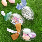 Gepersonaliseerde Heldere Naam Vulbare Paasei Container met Glitter Lint Paas Jacht Feest Cadeau voor Familie Kinderen