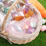 Gepersonaliseerde Heldere Naam Vulbare Paasei Container met Glitter Lint Paas Jacht Feest Cadeau voor Familie Kinderen