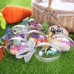Gepersonaliseerde Heldere Naam Vulbare Paasei Container met Glitter Lint Paas Jacht Feest Cadeau voor Familie Kinderen